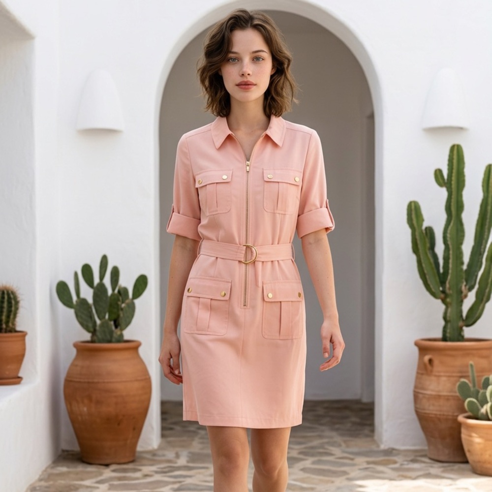 Sharagano Blush Pink Shirt Dress